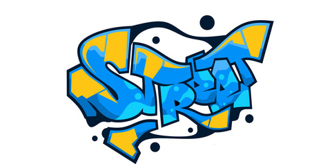 Street word graffiti text font sticker illustration