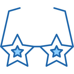 glasses, fun glasses, costume, stars, carnival Icon