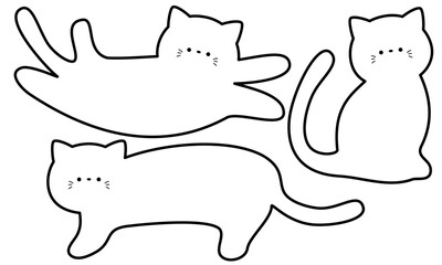 縁ありのかわいい白猫のフレームセット1