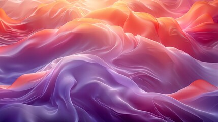 Obraz premium Abstract wavy landscape consisting of layered pink and lilac wavy lines. The layers create a smooth, textured surface. The overall effect is visually calming and intricate.