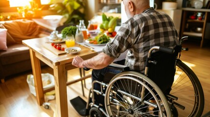 Obraz premium Bright Days and Nutritious Meals/ Dining in a Wheelchair
