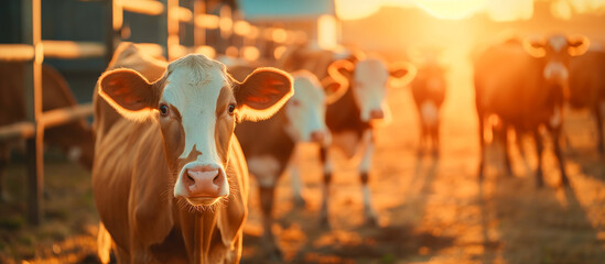 close up Cows in a outdoor modern cowshed