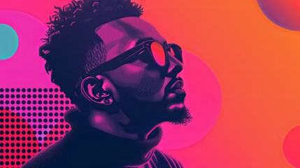 A stylish black man rocks sunglasses and a black shirt with hip hop flair