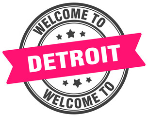 Welcome to Detroit stamp. Detroit round sign