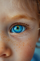 Close up portrait of eye child toddler