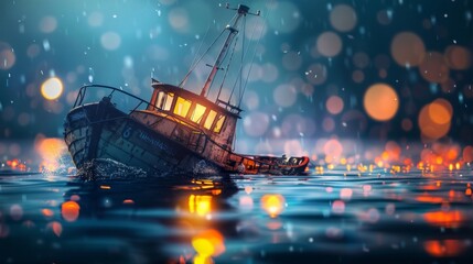 An image of a boat sinking with a banks logo on the side representing the downfall of traditional banking in the wake of cryptocurrency.