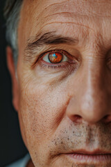 Close up portrait of mature man eye focus