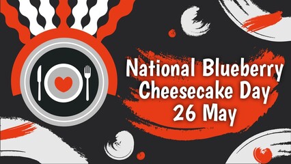 National Blueberry Cheesecake Day web banner design illustration 