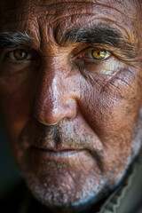 Close up portrait of mature man eye focus