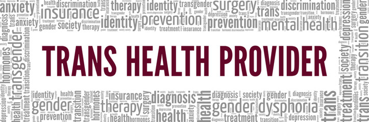 Trans Health Provider word cloud conceptual design isolated on white background.