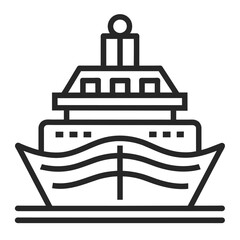 Boat line icon outline vector, linear style pictogram isolated on white. Ship by sea symbol, logo illustration