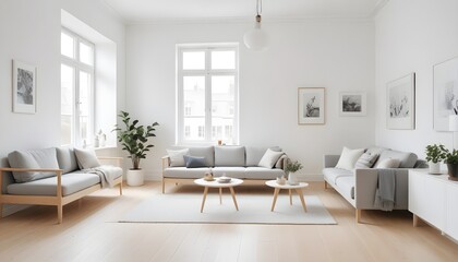 Cozy living room with furniture in Scandinavian style