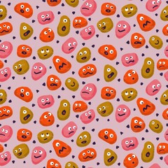 Blob Creatures with Eyes Seamless Pattern
