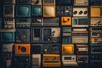 Obraz premium Digital pixelated or bit patterns symbolizing data and communication.