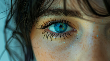 Close up portrait of young woman teenage girl eye focus