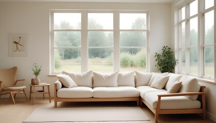 Cozy living room with furniture in Scandinavian style