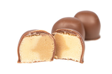 Chocolate sweets isolated on a white background.
