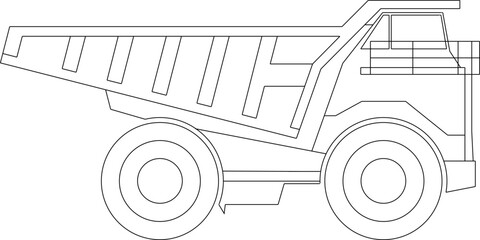 vector illustration sketch design drawing of heavy equipment truck material transporter for construction industry projects