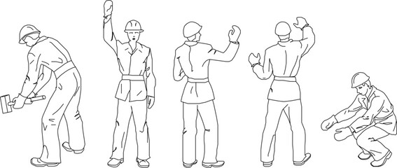 vector illustration sketch design drawing of mason workers for construction industry projects 