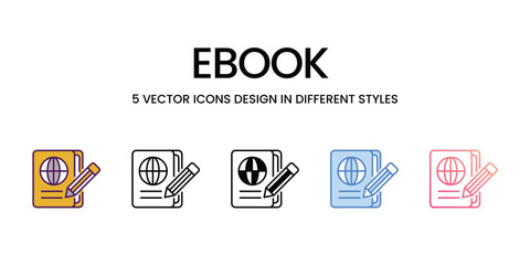 Ebook  Icons different style vector stock illustration