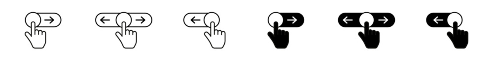 Swipe flick gesture icon set. Hand gesture for touchscreen devices signs. Vector icons
