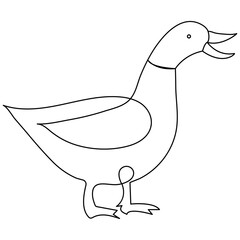 Duck continuous one line drawing  outline vector illustration
