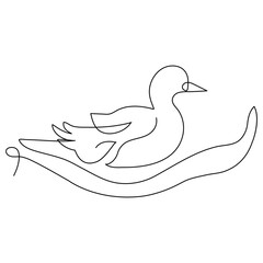 Duck continuous one line drawing  outline vector illustration
