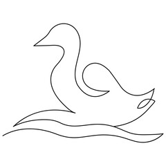 Obraz premium Duck continuous one line drawing outline vector illustration 