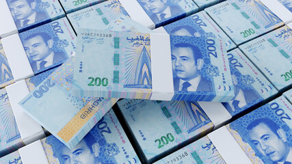 Fototapeta premium 3D Moroccan Dirham background, Paper money 200 MAD.
