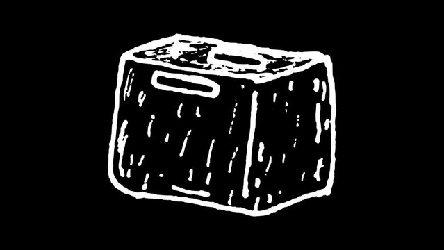 White wiggly hand drawn cardboard box doodle animation 1