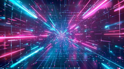 Abstract Background With Neon Lights and Lines