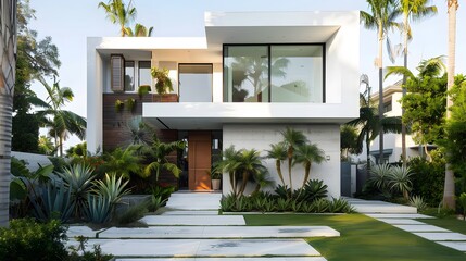 モダンな白いコンクリートの家