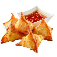 Crab rangoon, transparent background, isolated image, generative AI