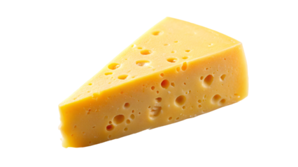 A close-up of a yellow cheese slice isolated on a white background