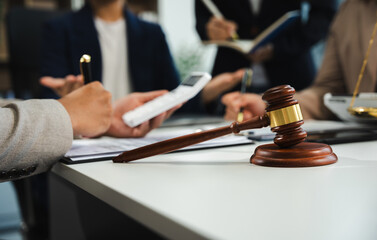 Businessman and Male lawyer or judge consult having team meeting with client, Law and Legal...