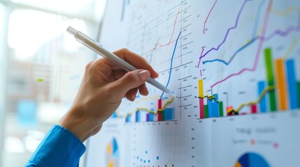 Professional detailing finances on whiteboard