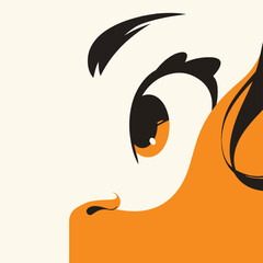 The design of the image of a woman's eyes looking at it is simple, cool and elegant