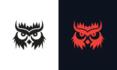 Owl face icon logo design vector on background. Owl logo. Night wild animal.