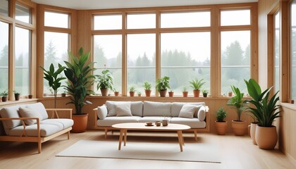 Simplicity and nature accents in scandi living room