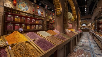 Diverse Spice Market Filled With Various Types of Spices