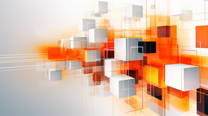 abstract digital background with squares white and orange colors