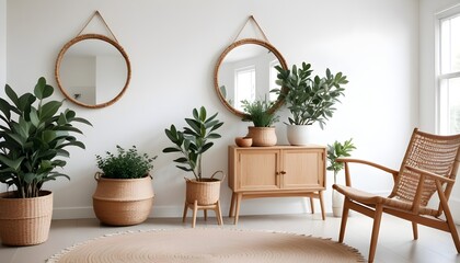 Simplicity and nature accents in scandi living room