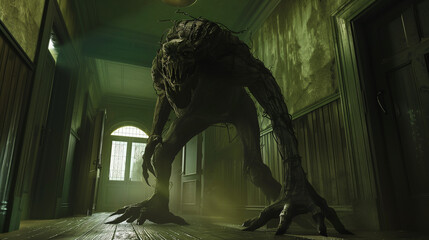 scary horror image, monster in the house 