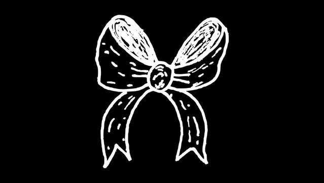 White wiggly hand drawn ribbon bow tie doodle animation 5