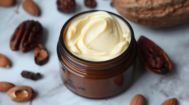 A luxurious jar of cocoa butter body lotion with a pump dispenser