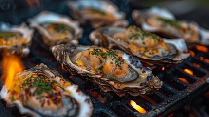 Sizzling Grilled Oysters - Summer Reunion Celebrations, Casual Alfresco Gatherings, Relaxed Lifestyle Moments