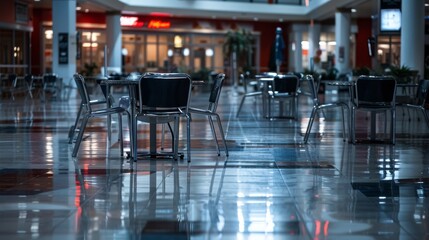 Empty food court in a mall