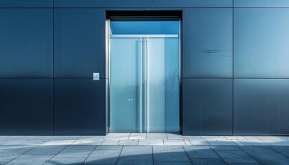 Imagine a sleek, minimalist office door with a frosted glass panel and a brushed metal handle