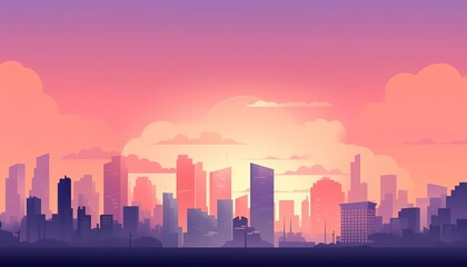 Fototapeta premium A beautiful sunset over a city