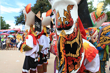 Ghost Festival (Phi Ta Khon) held in Dan Sai, Loei province, Isan, Thailand 